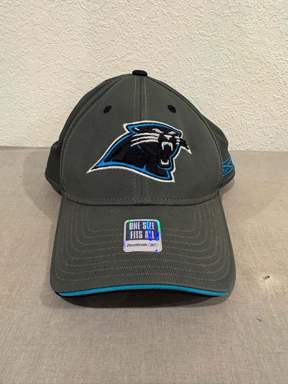 NWT Reebok Carolina Panthers NFL Hat Gray OSFA Stretch Fit Tactel Hockey Cap New